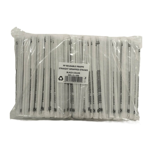 Matrix Pack Καλαμάκια Πολλαπλών Χρήσεων Frappe Μαύρο 500τμχ