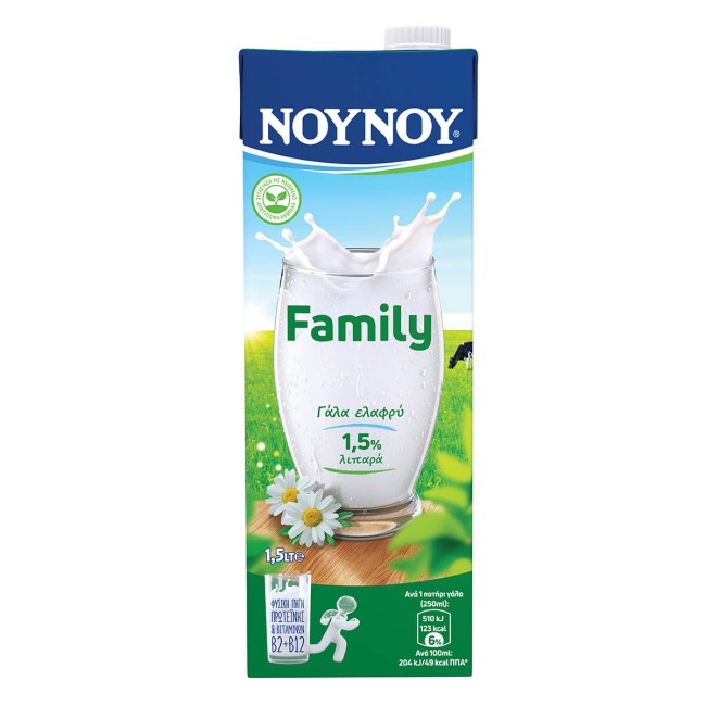 ΝΟΥΝΟΥ Family Light Γάλα Υψηλής Παστερίωσης 1.5lt