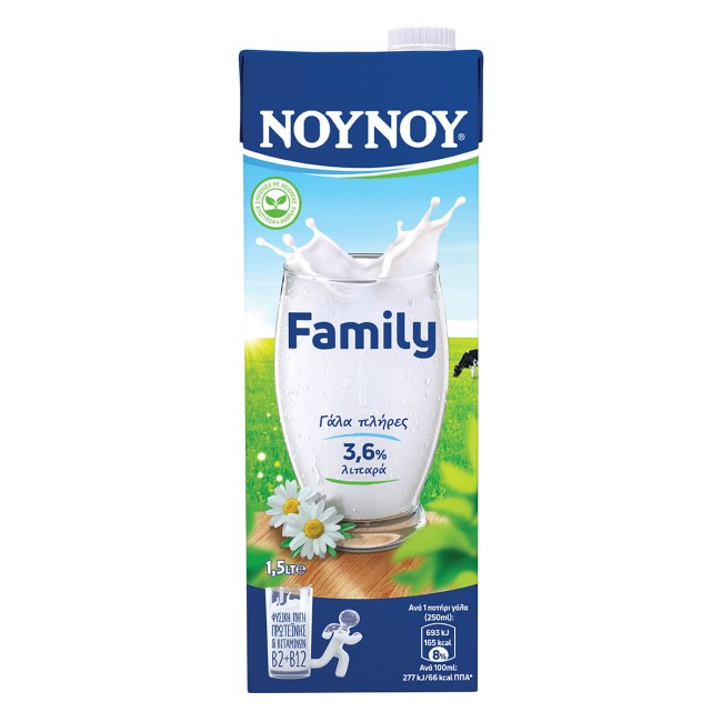 ΝΟΥΝΟΥ Family Γάλα Υψηλής Παστερίωσης Πλήρες 1,5lt