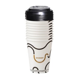 Gourmet Ποτήρια Χάρτινα 12oz 90mm & Καπάκι Πιπίλα 10τμχ