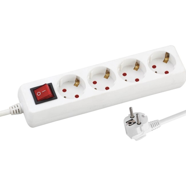 Eurolamp Πολύπριζο Με Προστασία Επαφών & Διακόπτη 4 Θέσεων 1,5m