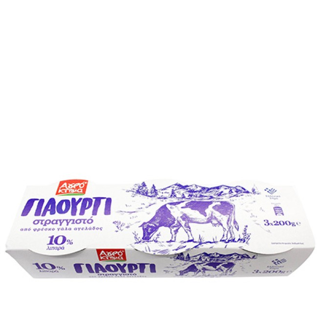 Αγρόκτημα Γιαούρτι Στραγγιστό 10% Λιπαρά 3x200gr