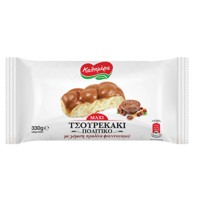 Καλημέρα Τσουρέκι Maxi Με Γέμιση Πραλίνα Φουντουκιού 330gr