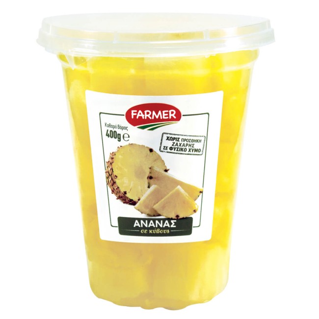 Farmer Κουπάκια Ανανά Σε Κύβους Σε Φυσικό Χυμό 400g