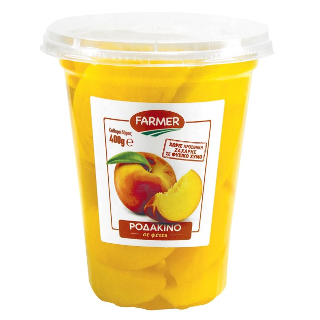 Farmer Κουπάκια Ροδάκινο Φέτες Σε Φυσικό Χυμό 400g