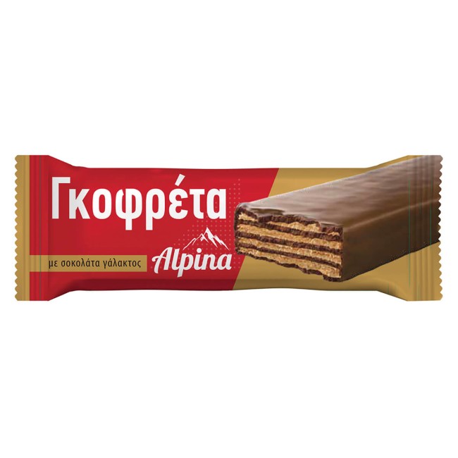 Alpina Γκοφρέτα με Σοκολάτα Γάλακτος 33gr Alpina Γκοφρέτα με Σοκολάτα Γάλακτος 33gr
