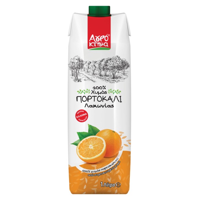 Αγρόκτημα Φυσικός Χυμός 100% Πορτοκάλι Λακωνίας 1L