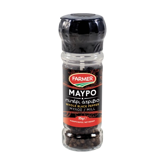 Farmer Πιπέρι Μαύρο Γυάλινος Μύλος 35gr