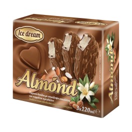 Ice Dream Παγωτά Αμύγδαλο Ξυλάκια 3x120ml