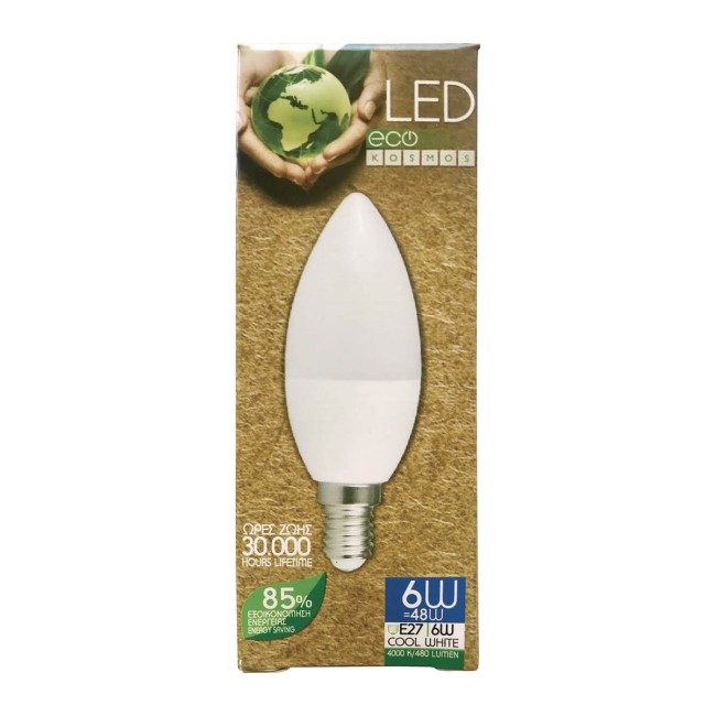 Kosmos Λαμπτήρας Led  Κερί 6W E14 Κρύο
