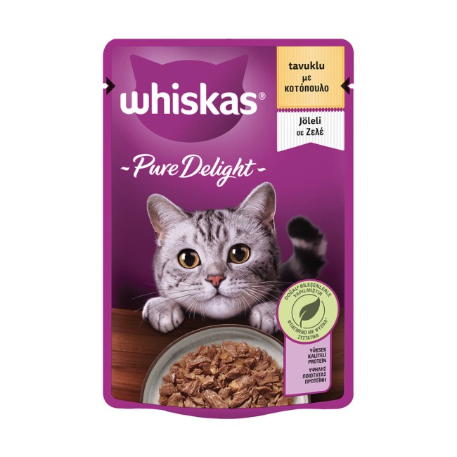 Whiskas Pure Delight υγρή τροφή γάτας με κοτόπουλο σε ζελέ 85gr