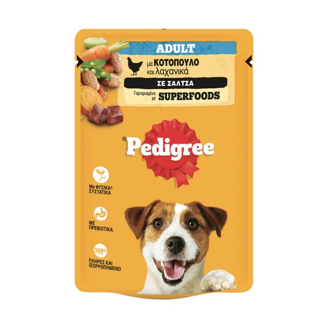 Pedigree υγρή τροφή σκύλου κοτόπουλο και λαχανικά σε σάλτσα 100g φακελάκι