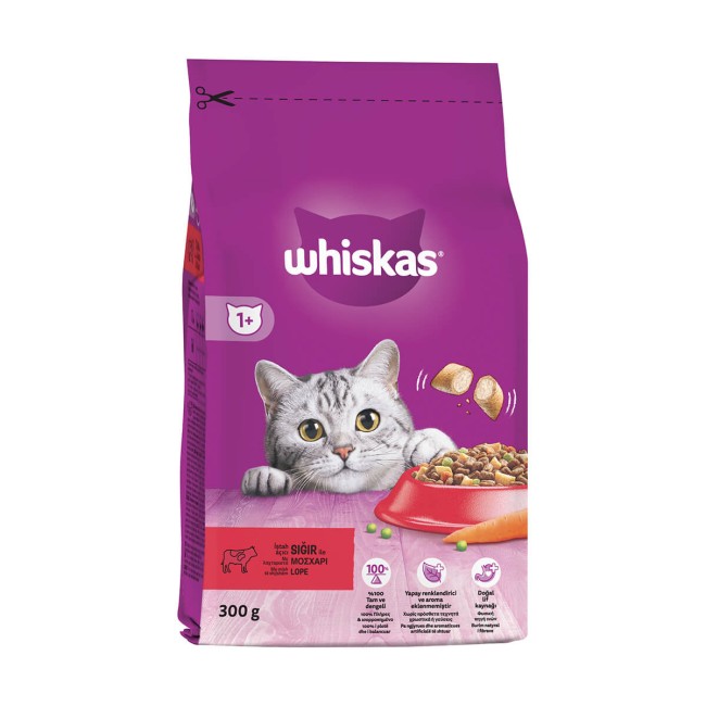 Whiskas Γεμιστές Κροκέτες Για Γάτες Μοσχάρι 300gr Whiskas Adult τροφή γάτας με μοσχάρι και γεμιστές κροκέτες 300gr