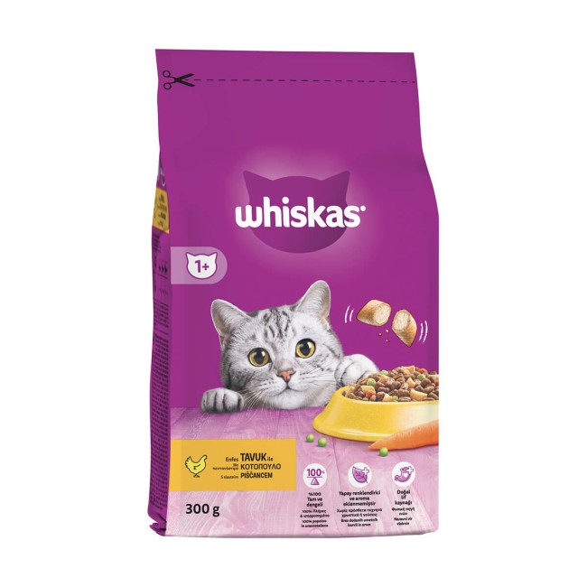 Whiskas Adult τροφή γάτας με κοτόπουλο και γεμιστές κροκέτες 300gr