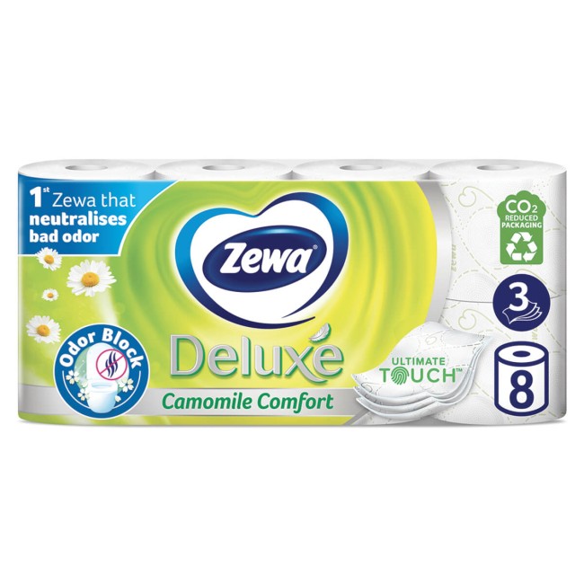 Zewa Deluxe Χαρτί Υγείας Χαμομήλι 3φύλλων 8άρι 704g