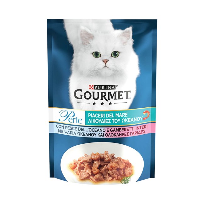 Gourmet Υγρή Τροφή Γάτας Perle Ψάρι Ωκεανού Γαρίδα 85g