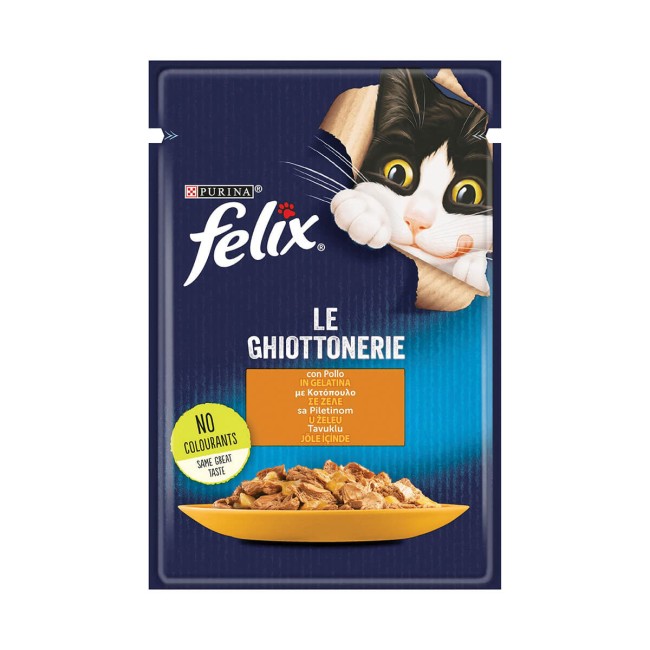 Felix υγρή τροφή γάτας κοτόπουλο σε ζελέ 85g κονσέρβα γάτας