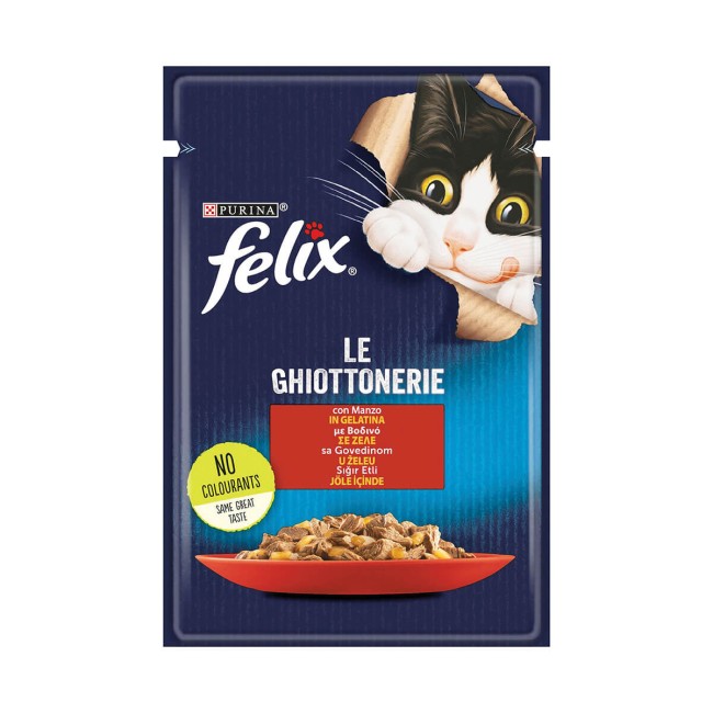 Felix υγρή τροφή γάτας βοδινό σε ζελέ 85g κονσέρβα γάτας