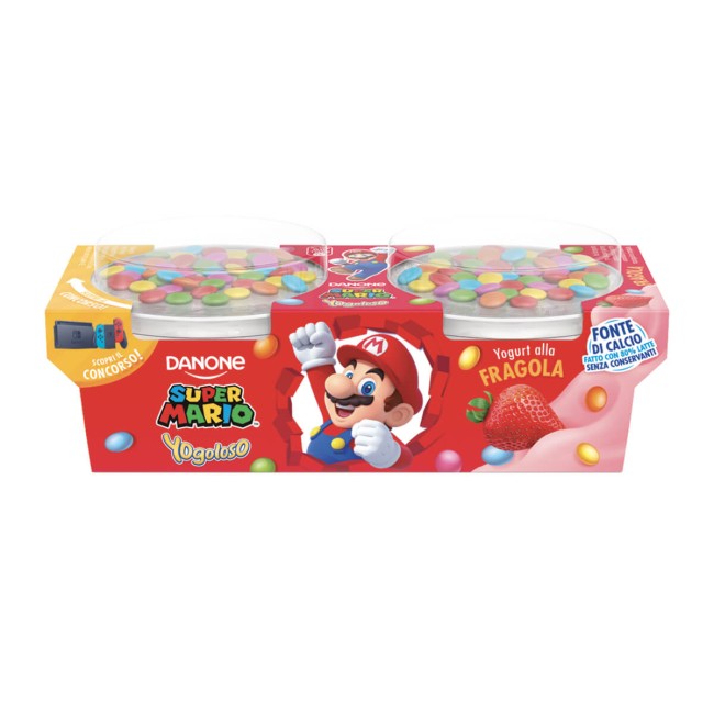 Danone Super Mario Γιαούρτι Φράουλα με Σοκολάτα & Κουφέτα 2x110gr