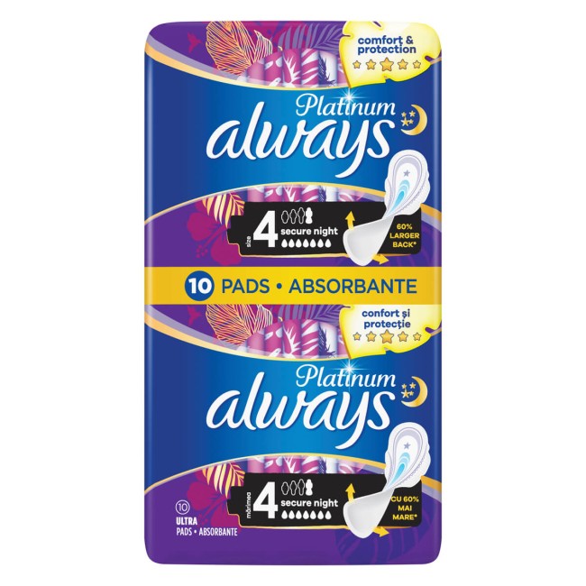 Always Ultra Platinum Secure Night Duo Pack 10τμχ Always Ultra Platinum Secure Night Duo Pack 10τμχ συσκευασία