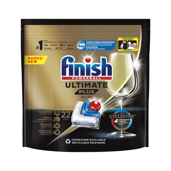Finish Κάψουλες Πλυντηρίου Πιάτων Ultimate Plus ALLin1 Regular 22τμχ
