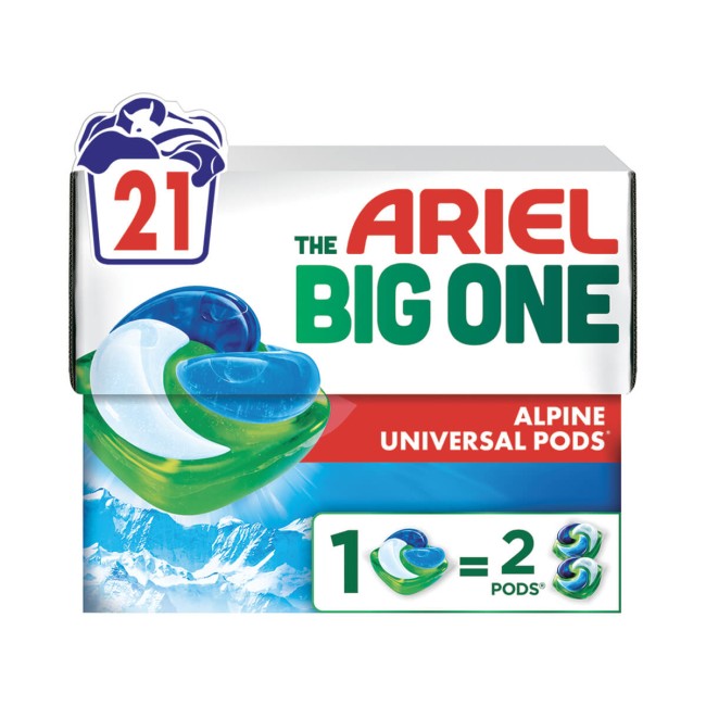 Ariel Κάψουλες Πλυντηρίου Ρούχων Big One Alpine 21τμχ