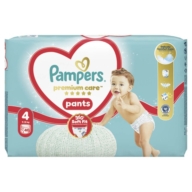 Pampers Πάνες Βρακάκι Premium Jumbo No4 9-14Kg 40τμχ