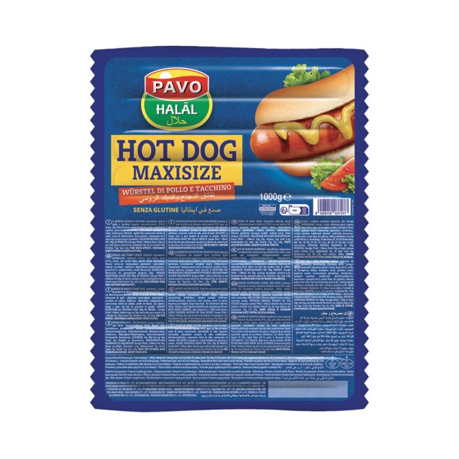 Pavo Maxi Size Hot Dog Λουκάνικα Γαλοπούλας/Κοτόπουλου Χωρίς Γλουτένη 1Kgr