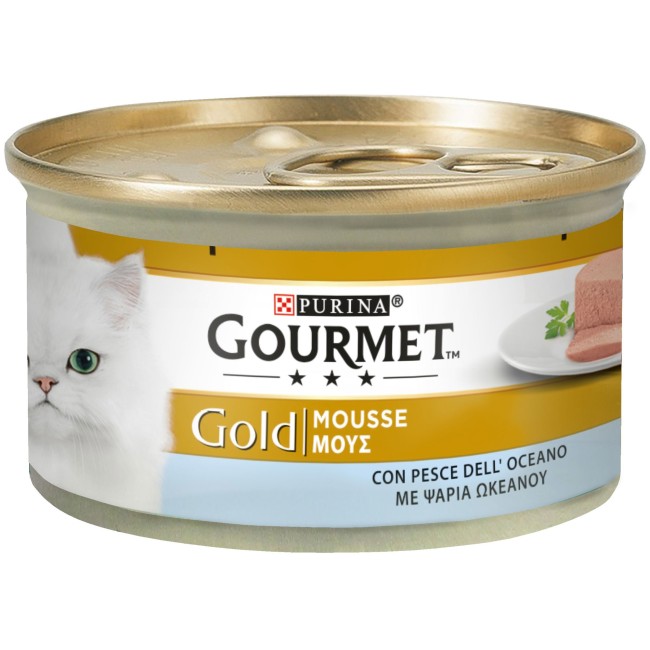 Gourmet Gold Cat Food Ocean Fish Mousse 85g Gourmet Gold υγρή τροφή γάτας μους ψάρια ωκεανού 85g κονσέρβα