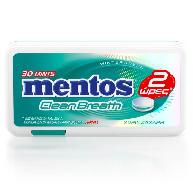 Mentos Clean Breath Wintergreen Μικρο Παστίλιες Χωρίς Ζάχαρη 21gr