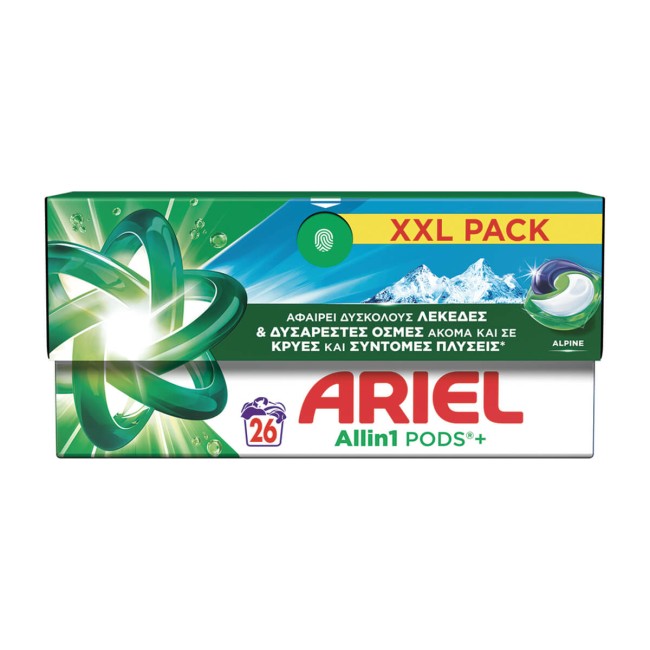Ariel Κάψουλες Πλυντηρίου Ρούχων Allin1 Alpine 26τμχ