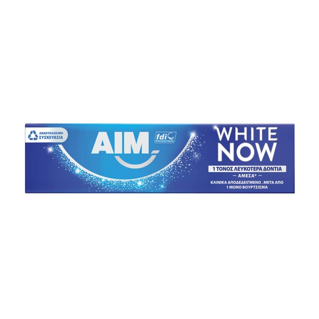 aim οδοντόκρεμα white now 75ml συσκευασία