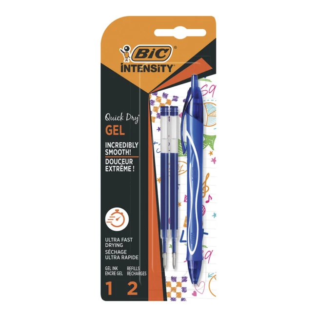 Bic Στυλό Gel Quick Dry Μπλε + 2 Ανταλλακτικά