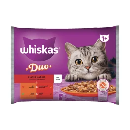Whiskas Duo Τροφή Γάτας Μοσχάρι & Πουλερικά Αρνί & Πάπια σε Ζελέ 4x85gr