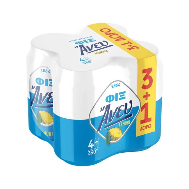 ΦΙΞ Άνευ Λεμόνι Mπύρα Χωρίς Αλκοόλ Κουτί 4Χ330ml (3+1 Δώρο)