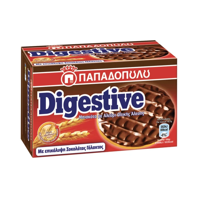 Παπαδοπούλου Digestive Μπισκότα με Σοκολάτα Γάλακτος 200g