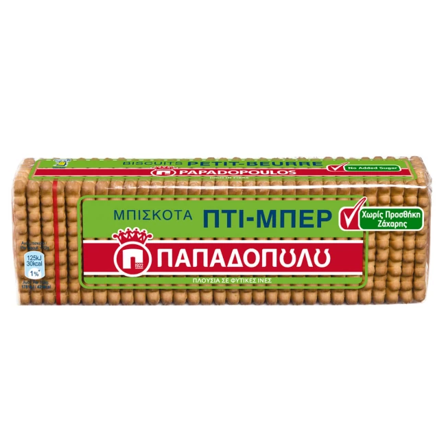 Παπαδοπούλου Μπισκότα Πτι Μπερ Χωρίς Προσθήκη Ζάχαρης 225g