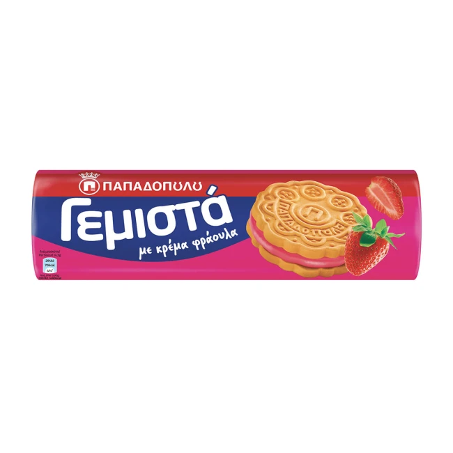 Παπαδοπούλου Μπισκότα Γεμιστά Φράουλα 200g