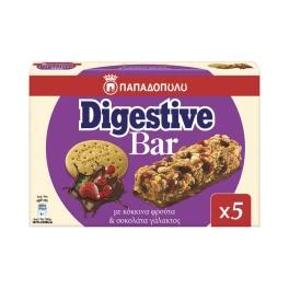 Παπαδοπούλου Μπάρες Δημητριακών Digestive Κόκκινα Φρούτα & Σοκολάτα Γάλακτος 5X28g