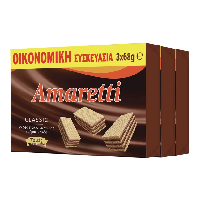 Amaretti Γκοφρετάκια με Γέμιση Κρέμα Κακάο 3x68g