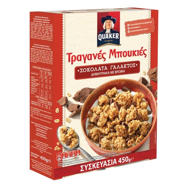 Quaker Τραγανές Μπουκιές Βρώμης με Σοκολάτα Γάλακτος 450g