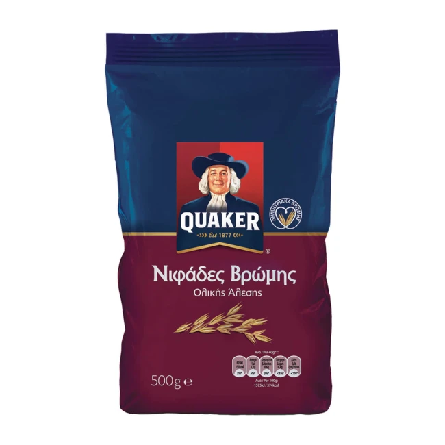 Quaker Νιφάδες Βρώμης σε Σακούλα Αλουμίνιου 500g Quaker Νιφάδες Βρώμης σε Σακούλα Αλουμίνιου 500g