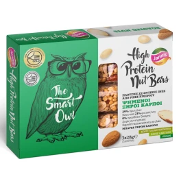 Jannis Μπάρες High Protein & High Fiber Nut Bars, Ψημένοι Ξηροί Καρποί, Με Φυτικές Ινες Ρίζας Κιχωρίου , Χωρίς Προσθήκη Ζάχαρης 3x28gr