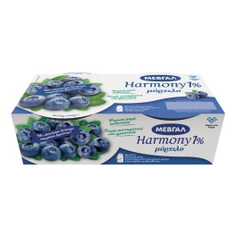 ΜΕΒΓΑΛ Harmony Επιδόρπιο Γιαουρτιού με Μύρτιλο 1% Λιπαρά 2x170gr