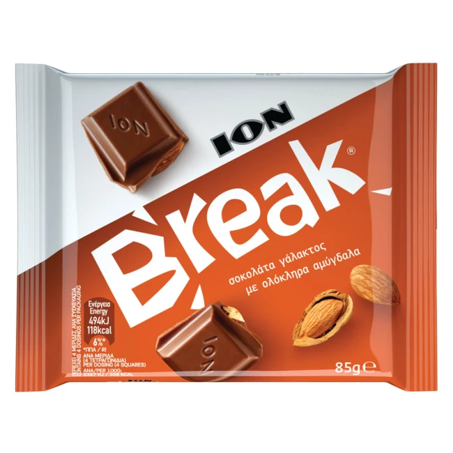 ΙΟΝ Break Σοκολάτα Γάλακτος με Αμύγδαλα 85gr