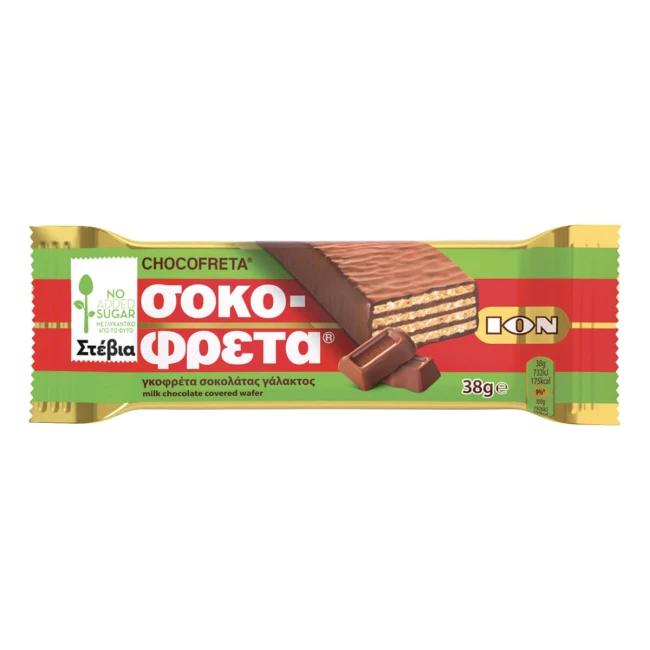 ΙΟΝ Σοκοφρέτα Γάλακτος Με Στέβια 38gr