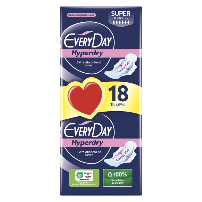 Everyday Σερβιέτες Ultra Plus Hyperdry Super Economy 18τμχ