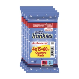 Hankies Υγρομάντηλα Antibacterial 15τμχ x 4