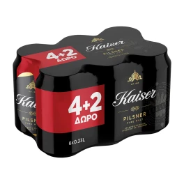 Kaiser Μπύρα Pilsner Κουτί 330ml 4+2 Δώρο