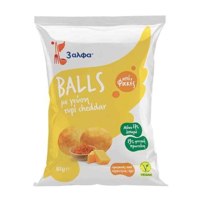 3άλφα Balls Snacks με Τσένταρ 85gr